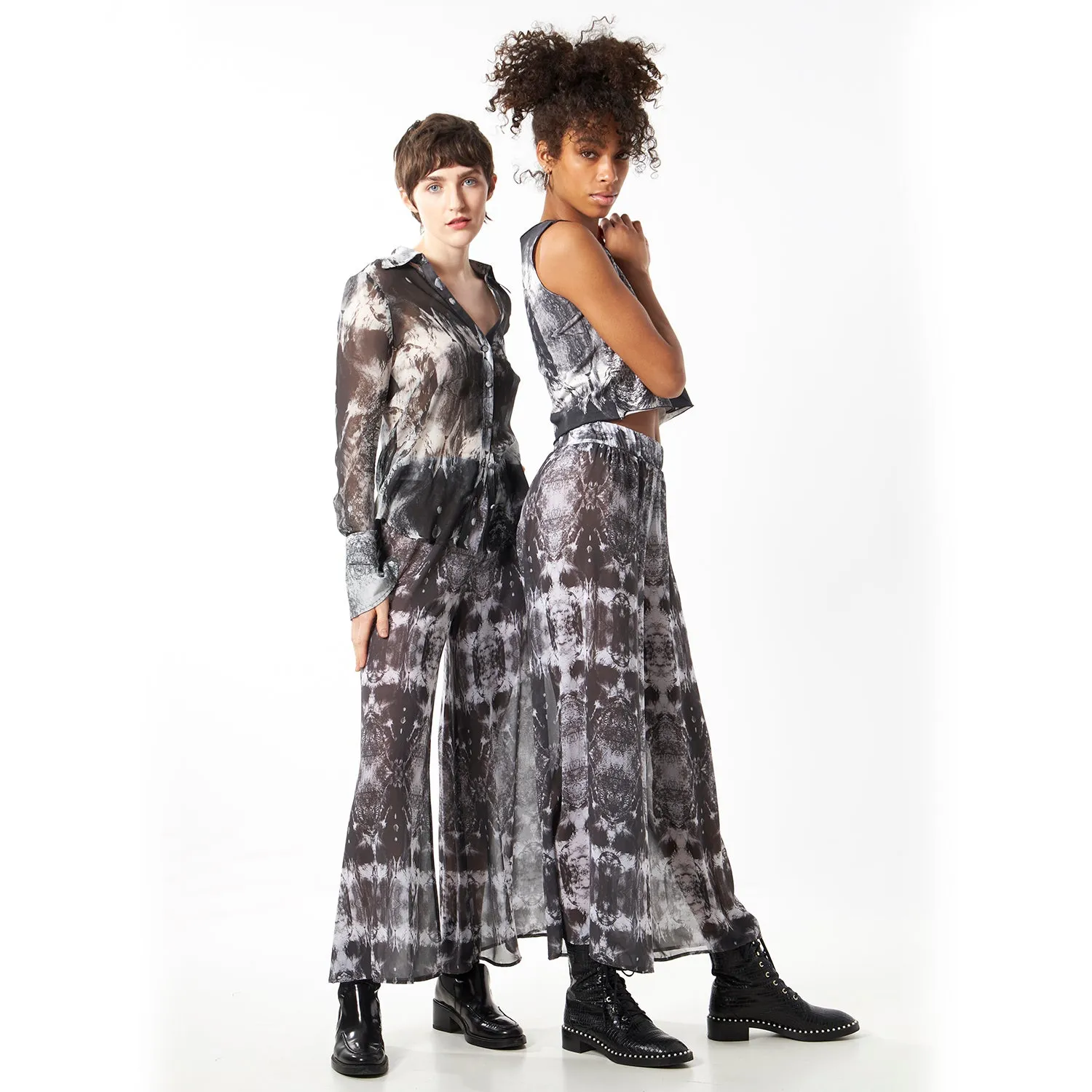 Babs Semi Sheer Wide Leg Pant - Nature Print sold by Babs Boutique