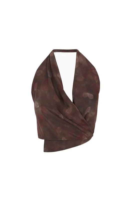 Nolita, top halter en seda aran print sold by Cortana