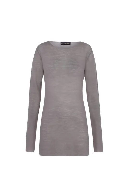 Jen, top en lana virgen gris sold by Cortana