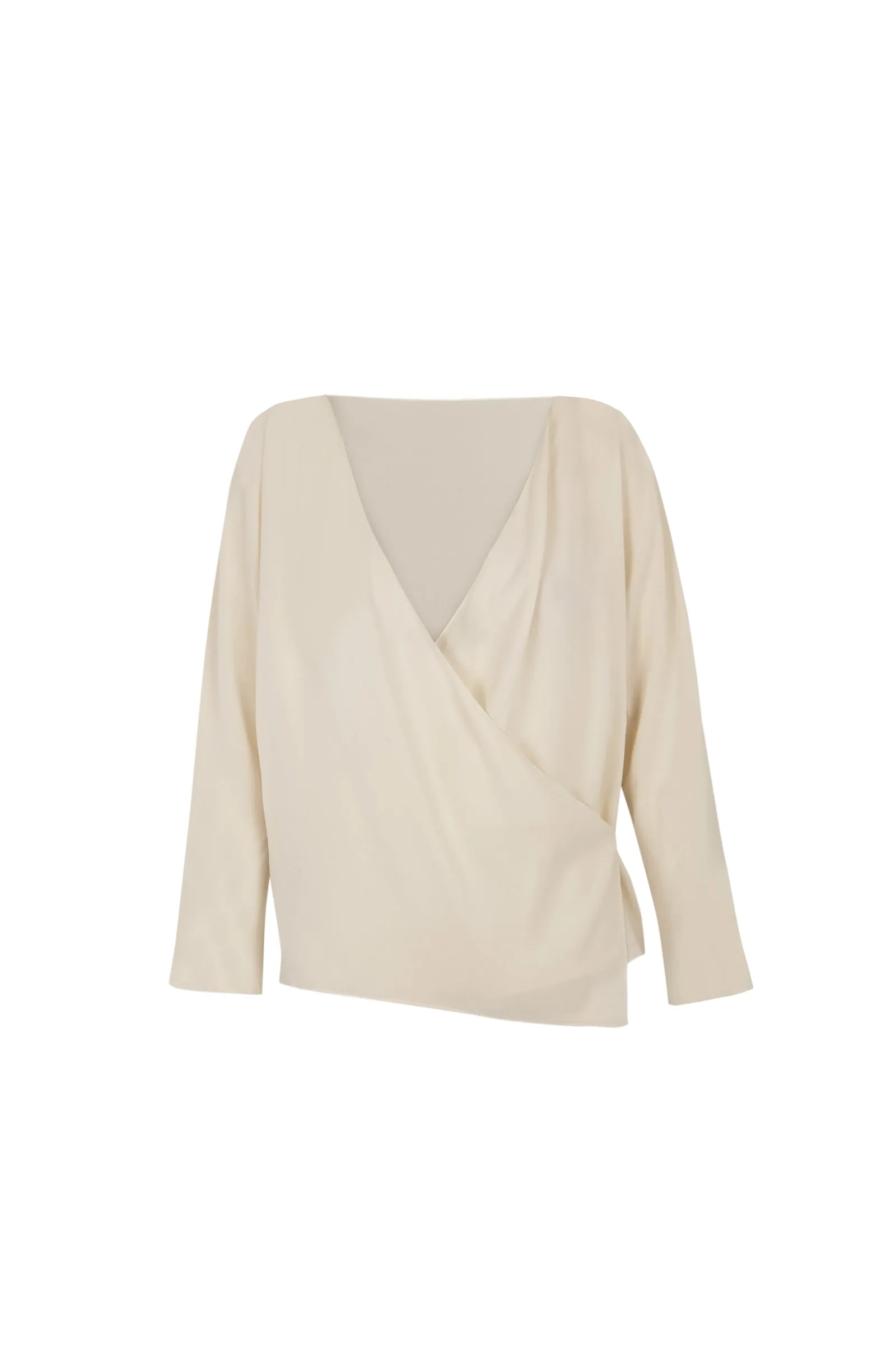 Sara, blusa cruzada en seda crudo sold by Cortana