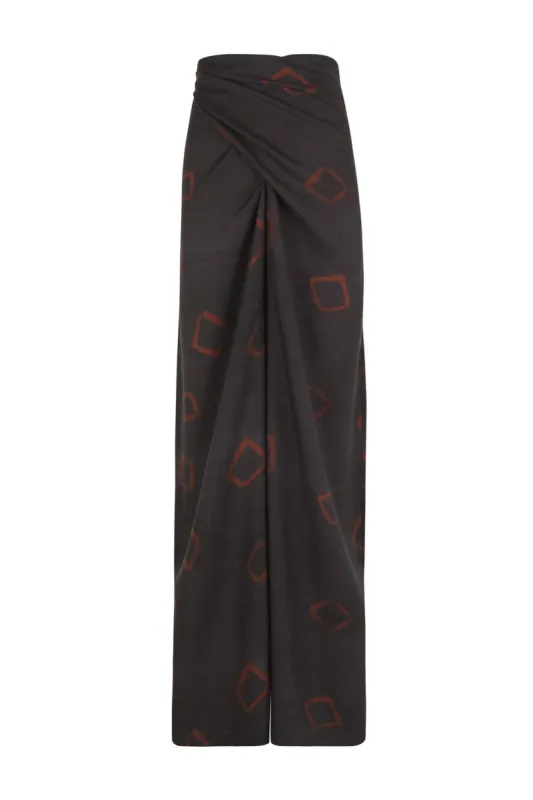 Daria, pantalón en lana y seda estampada sold by Cortana