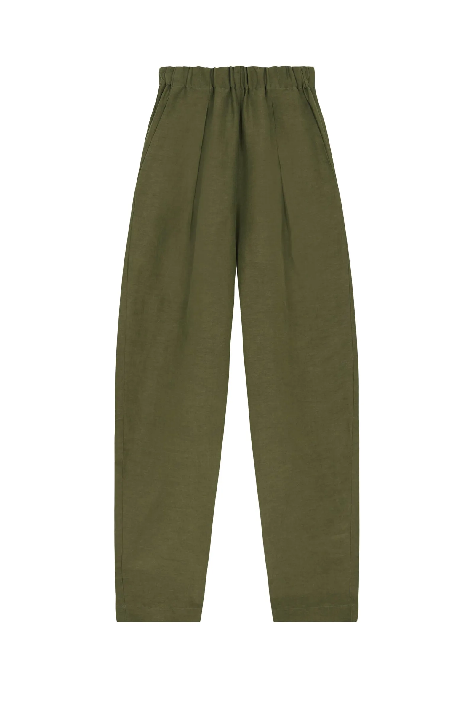 Ama, pantalon en lino y seda verde sold by Cortana