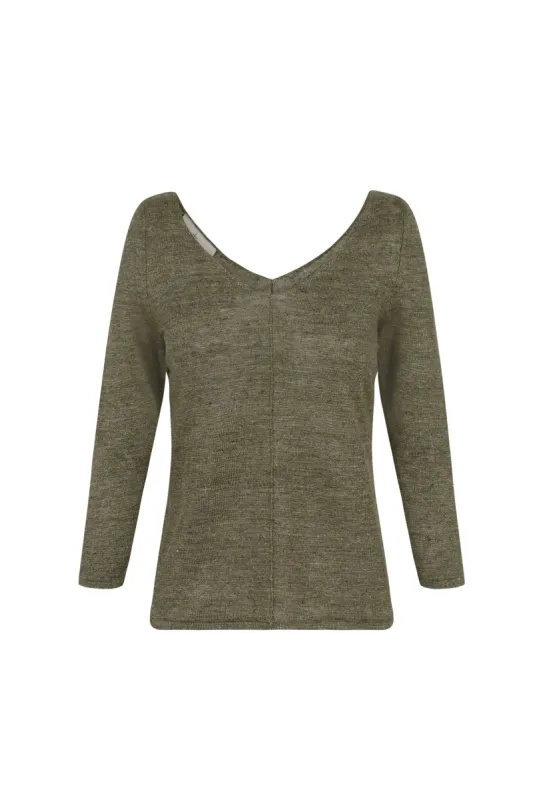 Botanica, jersey en punto de lino verde melange sold by Cortana