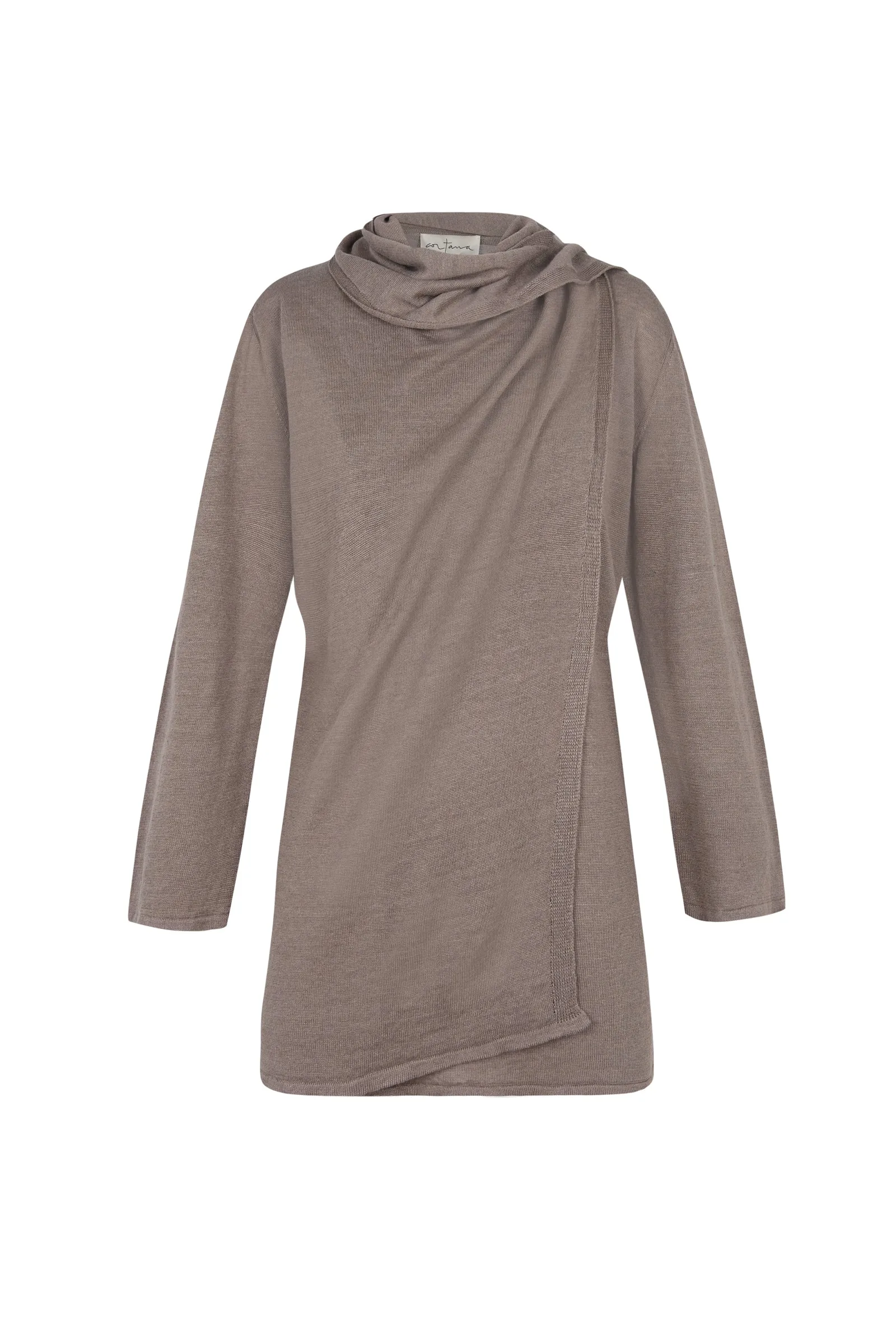 Botanica, top envolvente en punto de lino visón sold by Cortana