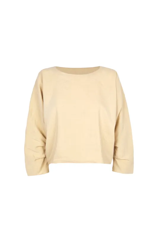 Amelia, top holgado en lino y seda beige sold by Cortana