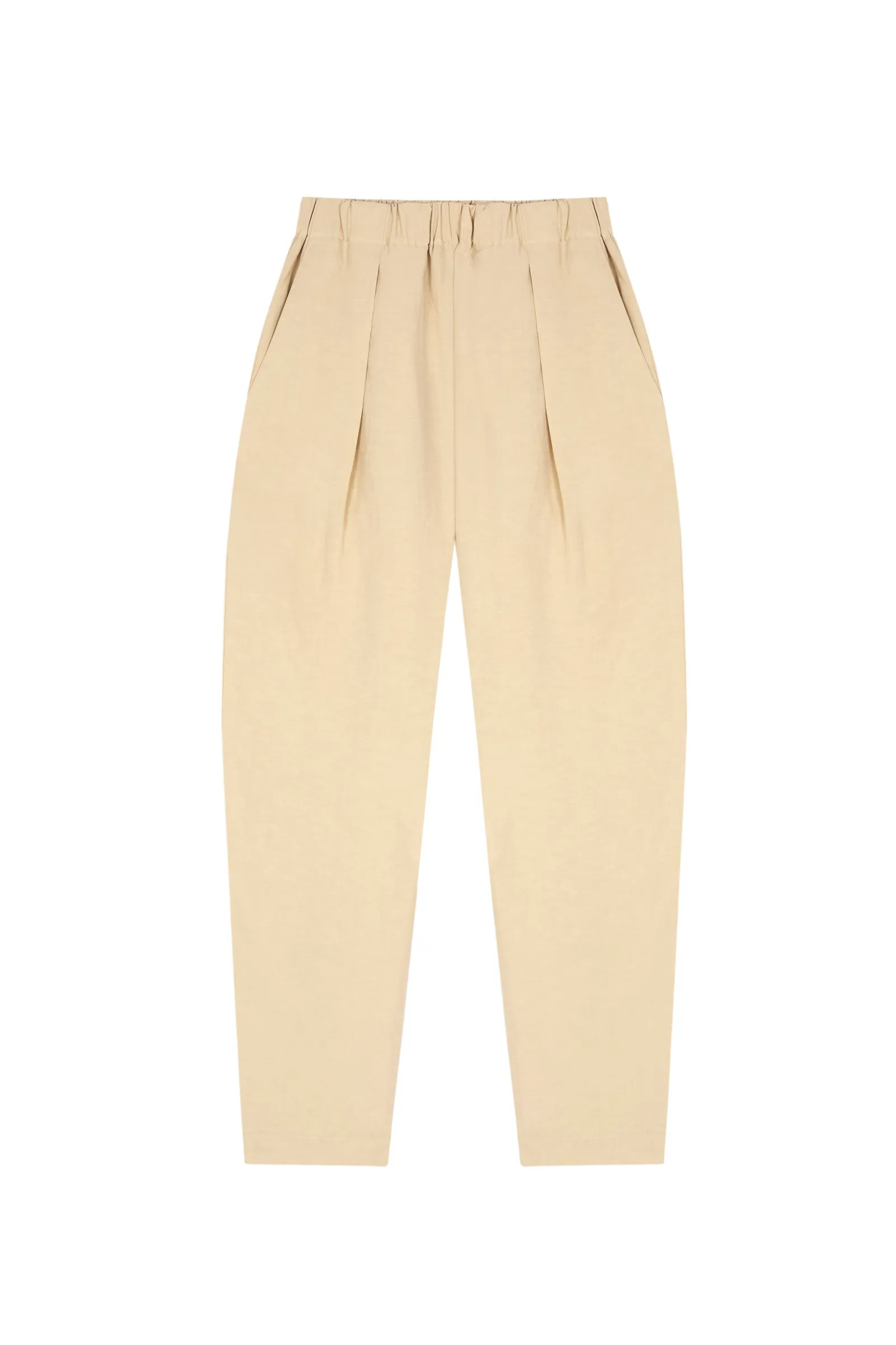 Ama, pantalon en lino y seda beige sold by Cortana