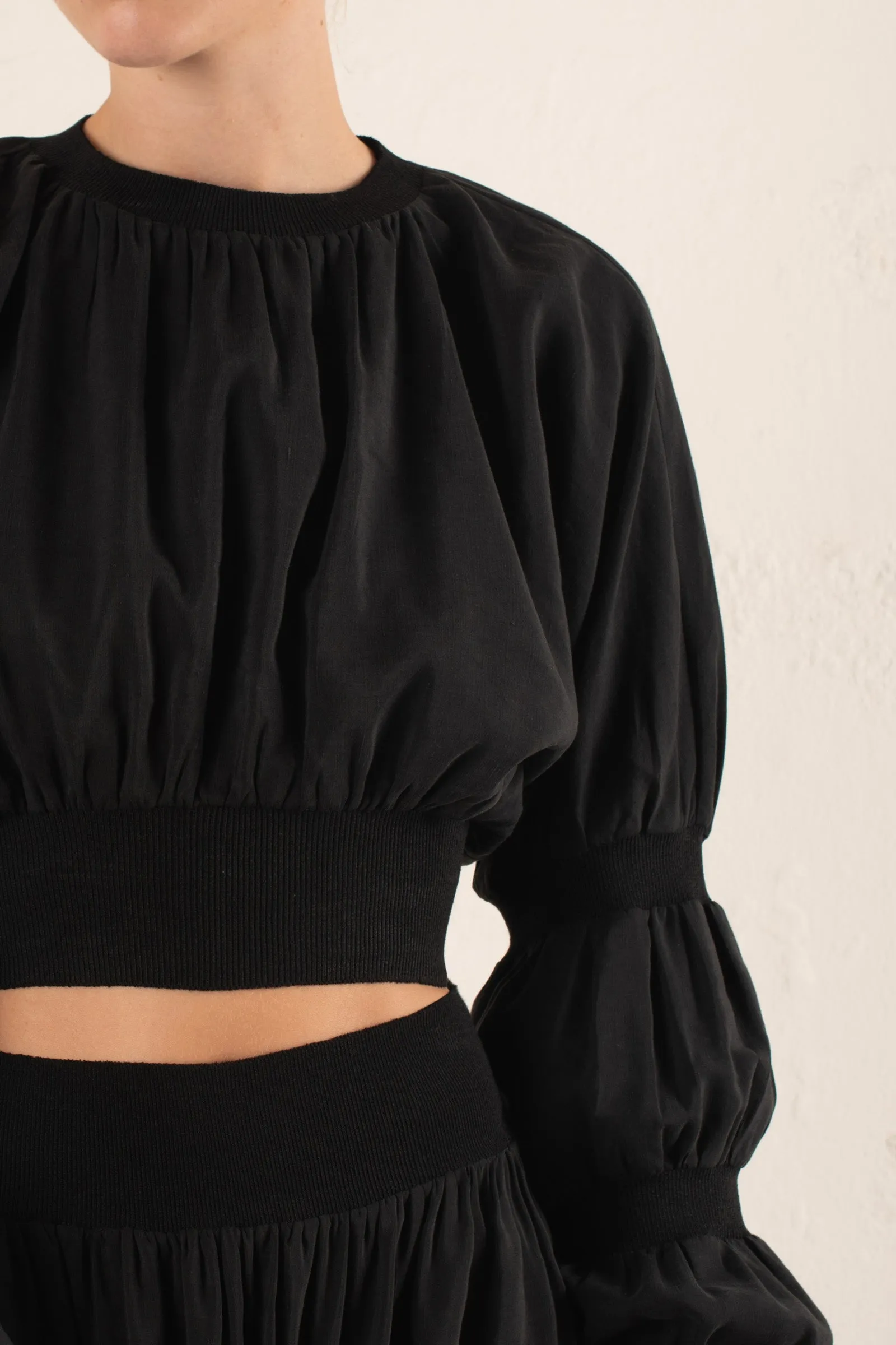 Morgan, crop top en lino y seda gris humo sold by Cortana product image thumbnail 3