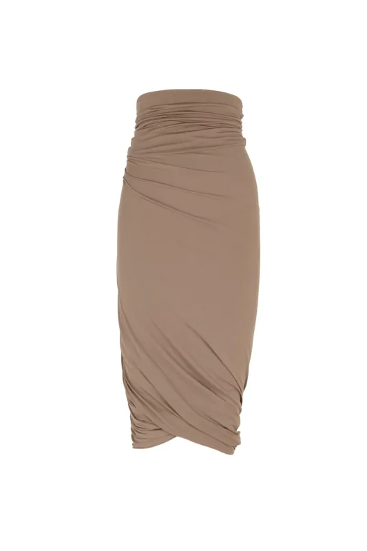 Alice, falda entallada en cupro stretch cocoa sold by Cortana