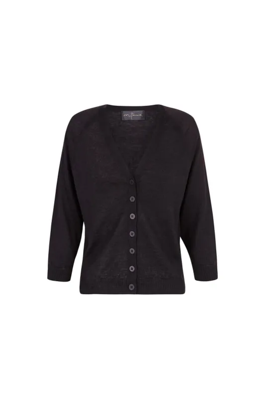 Rinen, cárdigan en punto de lino negro sold by Cortana