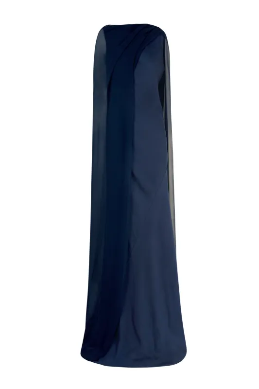 Luana, vestido en seda marino sold by Cortana