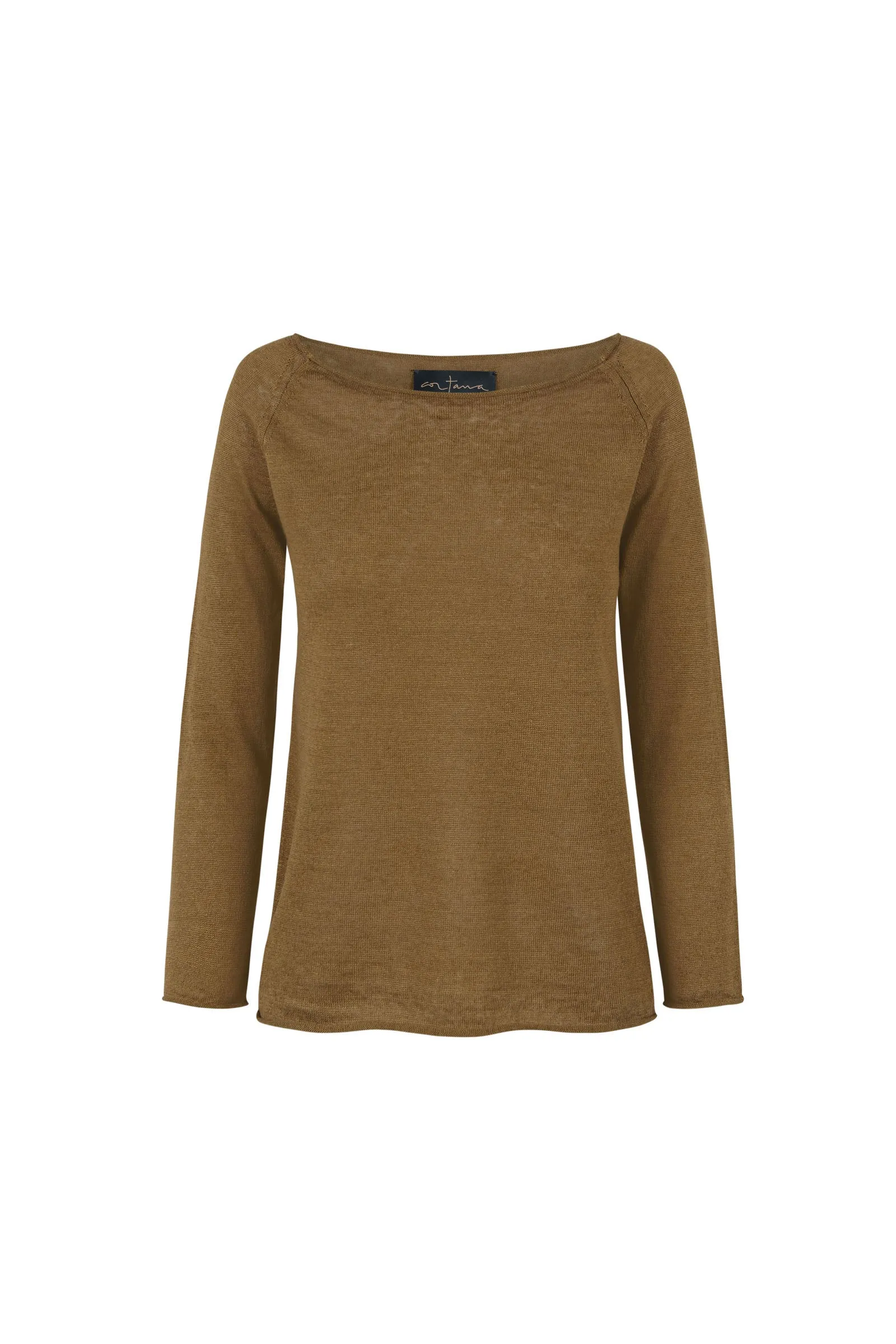 Rinen, jersey en punto de lino mostaza sold by Cortana