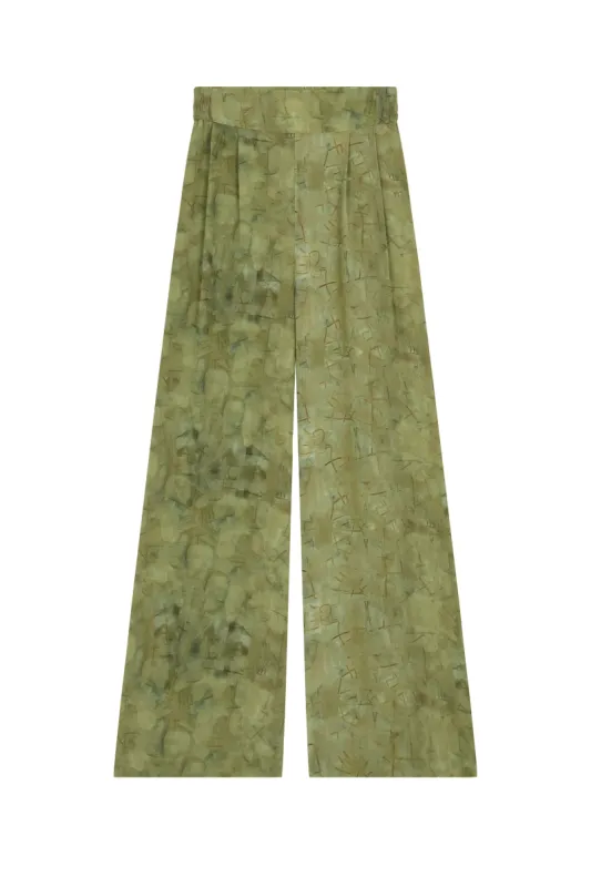 Amina, pantalón en seda amantis print sold by Cortana