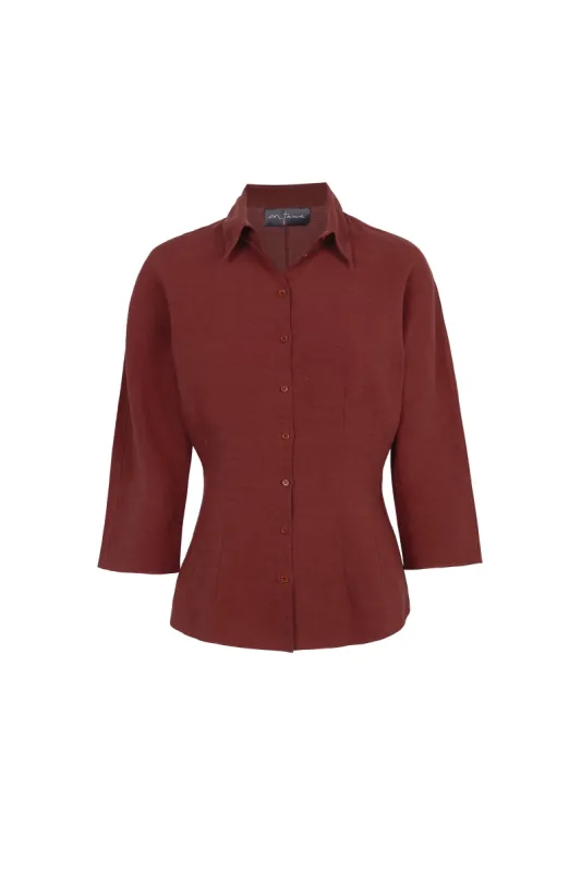 Theresa, camisa en lino rojo sold by Cortana