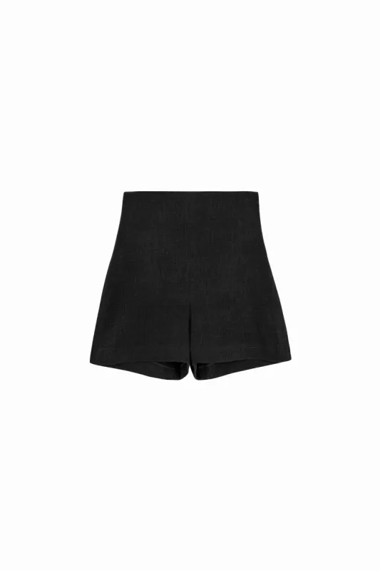 Grow, shorts en lino y viscosa color negro sold by Cortana