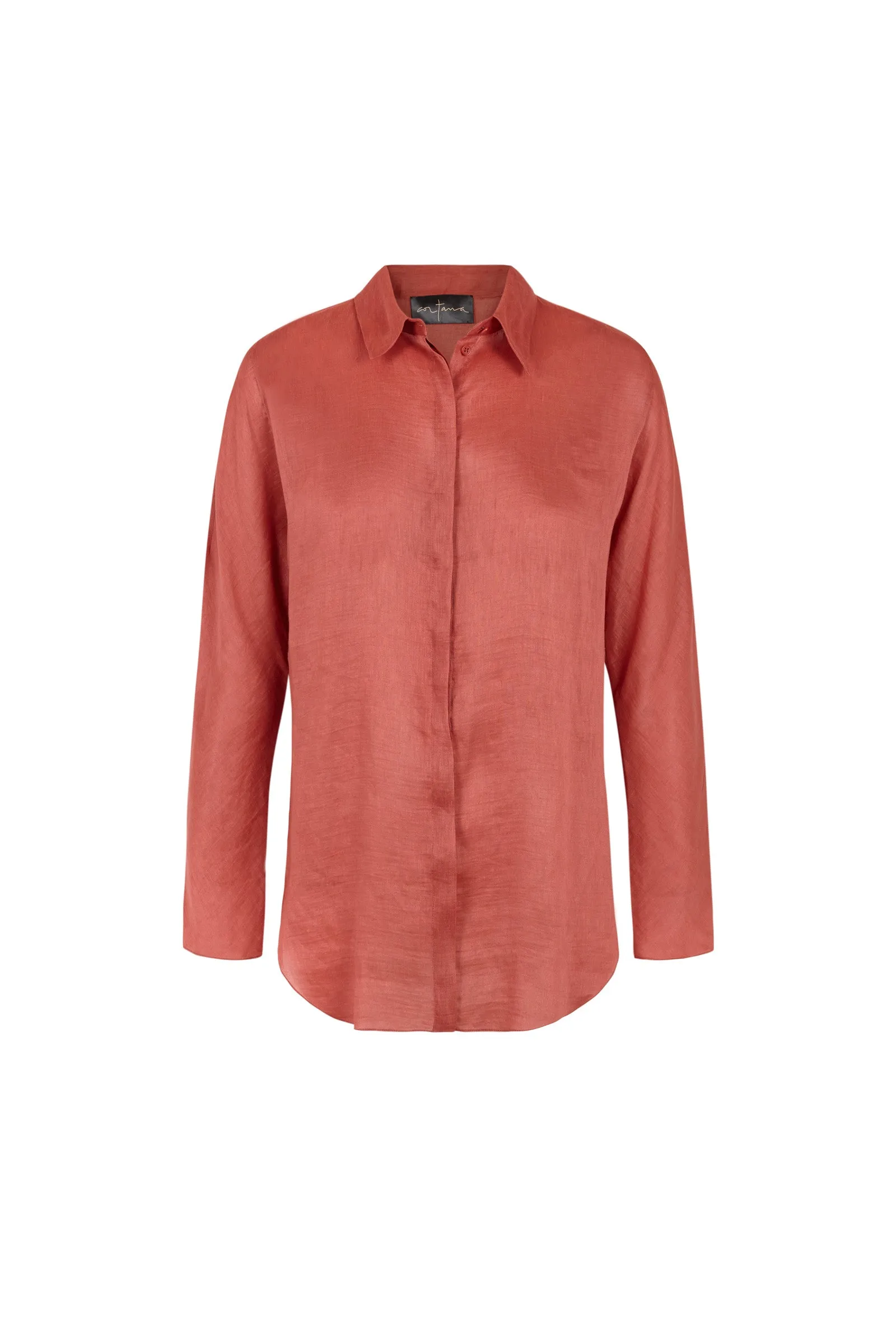 Mikaela, camisa en lino y seda roja sold by Cortana