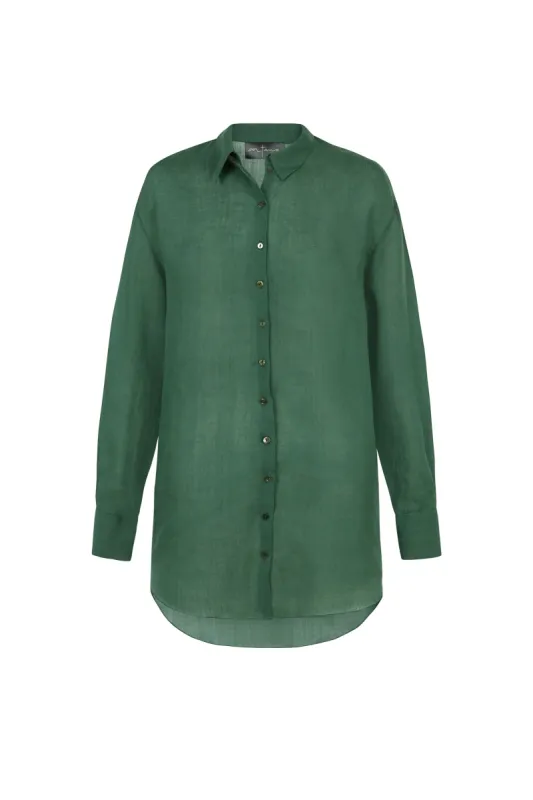 Matz, camisa en ramio verde esmeralda sold by Cortana