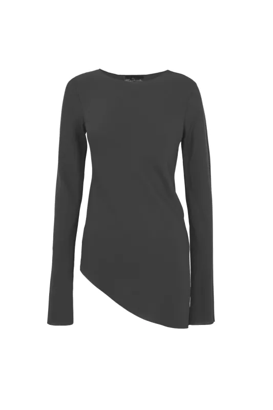 Sabrina, top en seda stretch grafito sold by Cortana