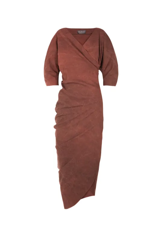 Candela, vestido granate en lino made by Cortana