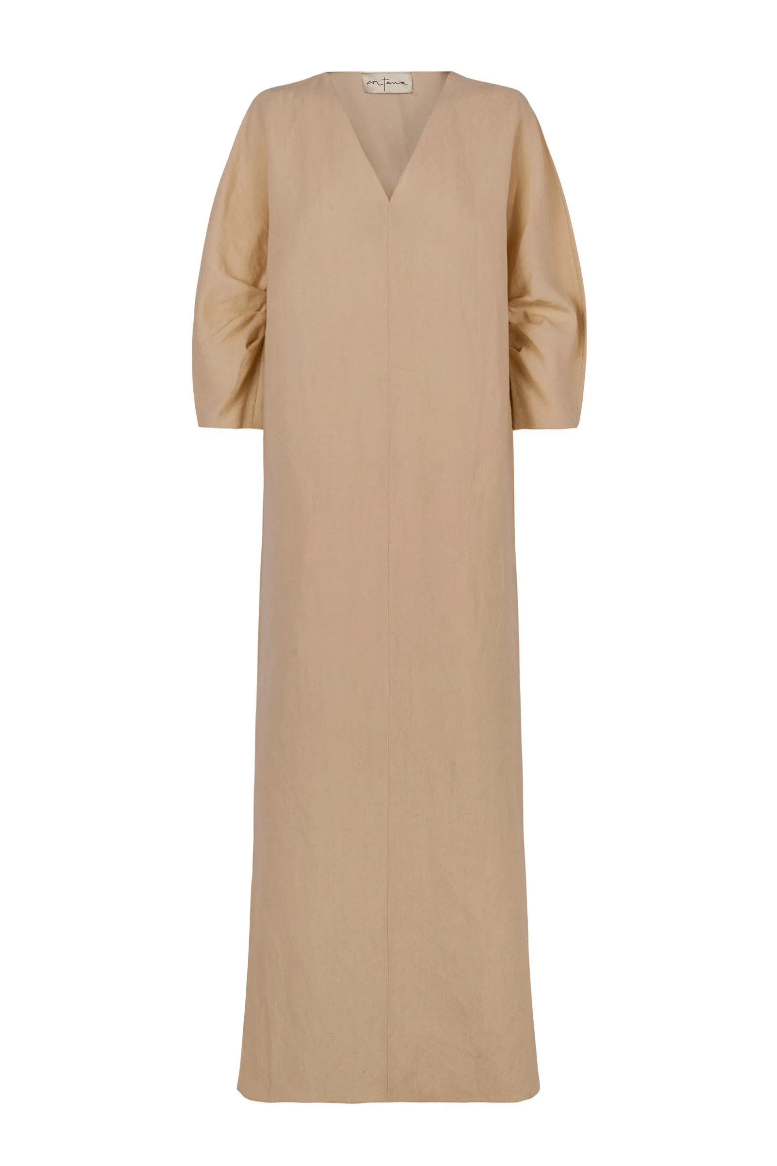 Dakota, vestido en lino y lana virgen arena rosa sold by Cortana