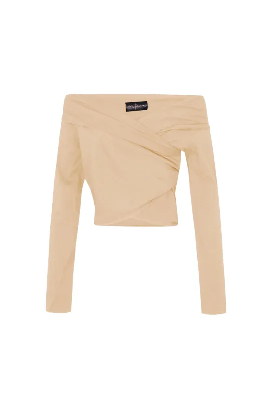 Mira, crop top en cáñamo y viscosa melocotón claro sold by Cortana