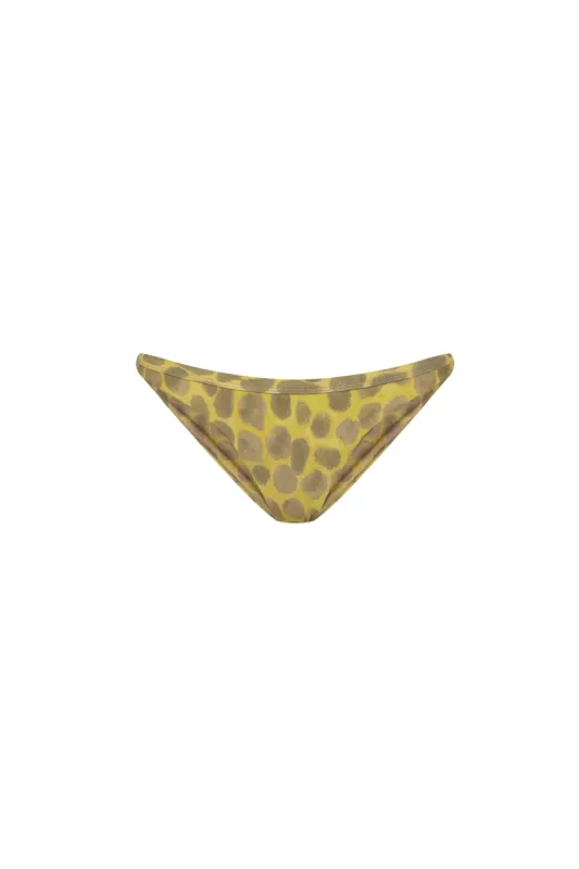 Khata, feline print bikini low brief en poliamida reciclada sold by Cortana
