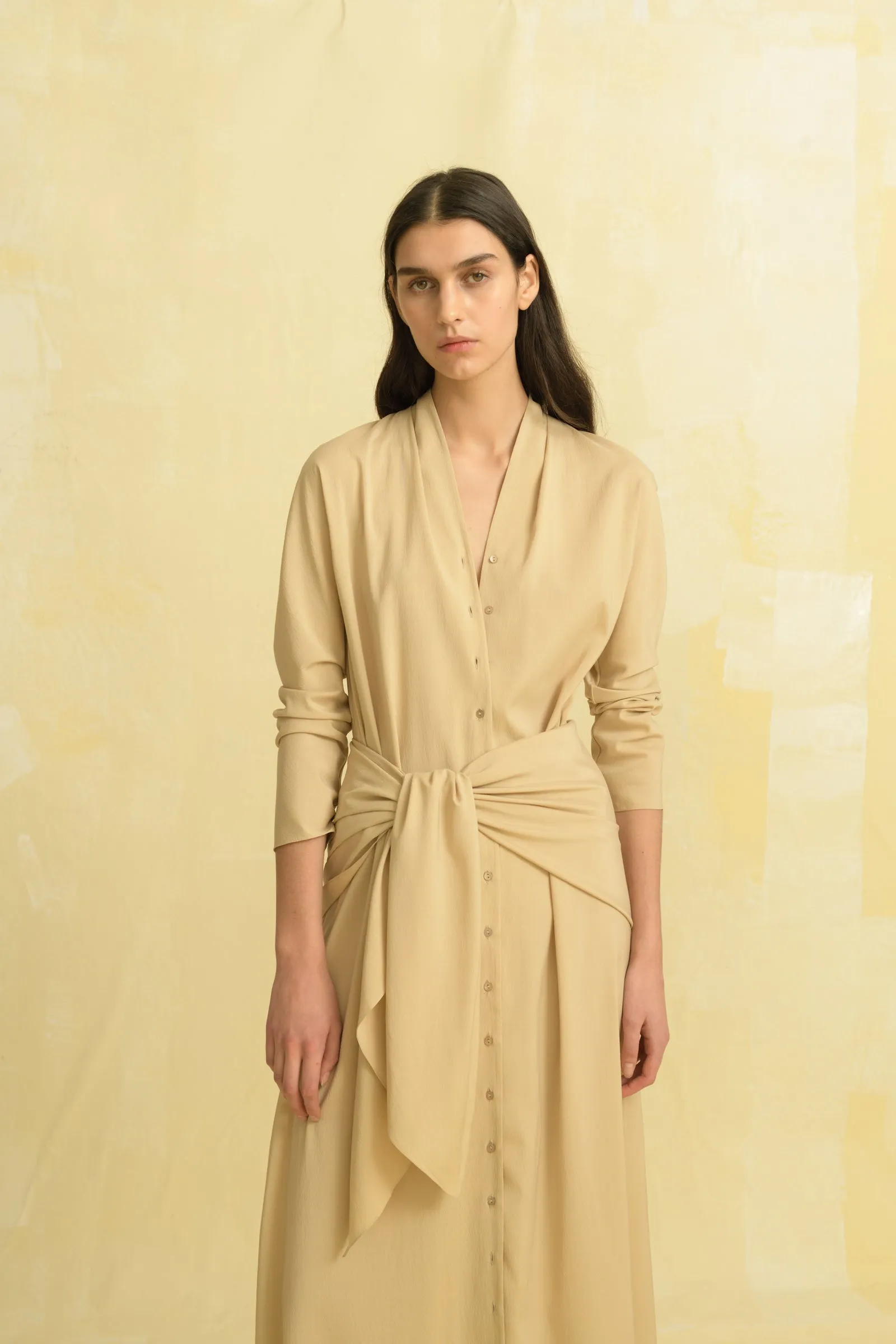 Federica, vestido en seda y lana virgen verde sold by Cortana product image thumbnail 5