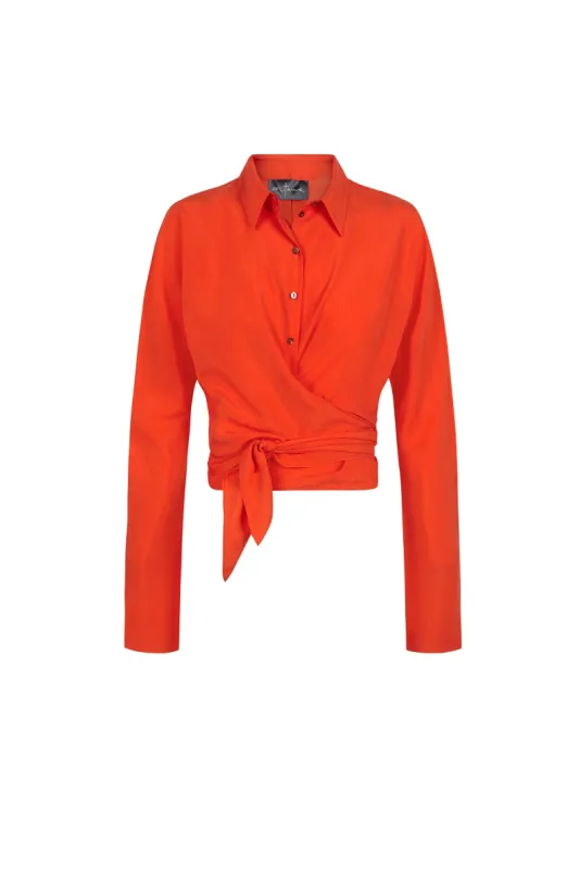 Vera, top en seda roja sold by Cortana