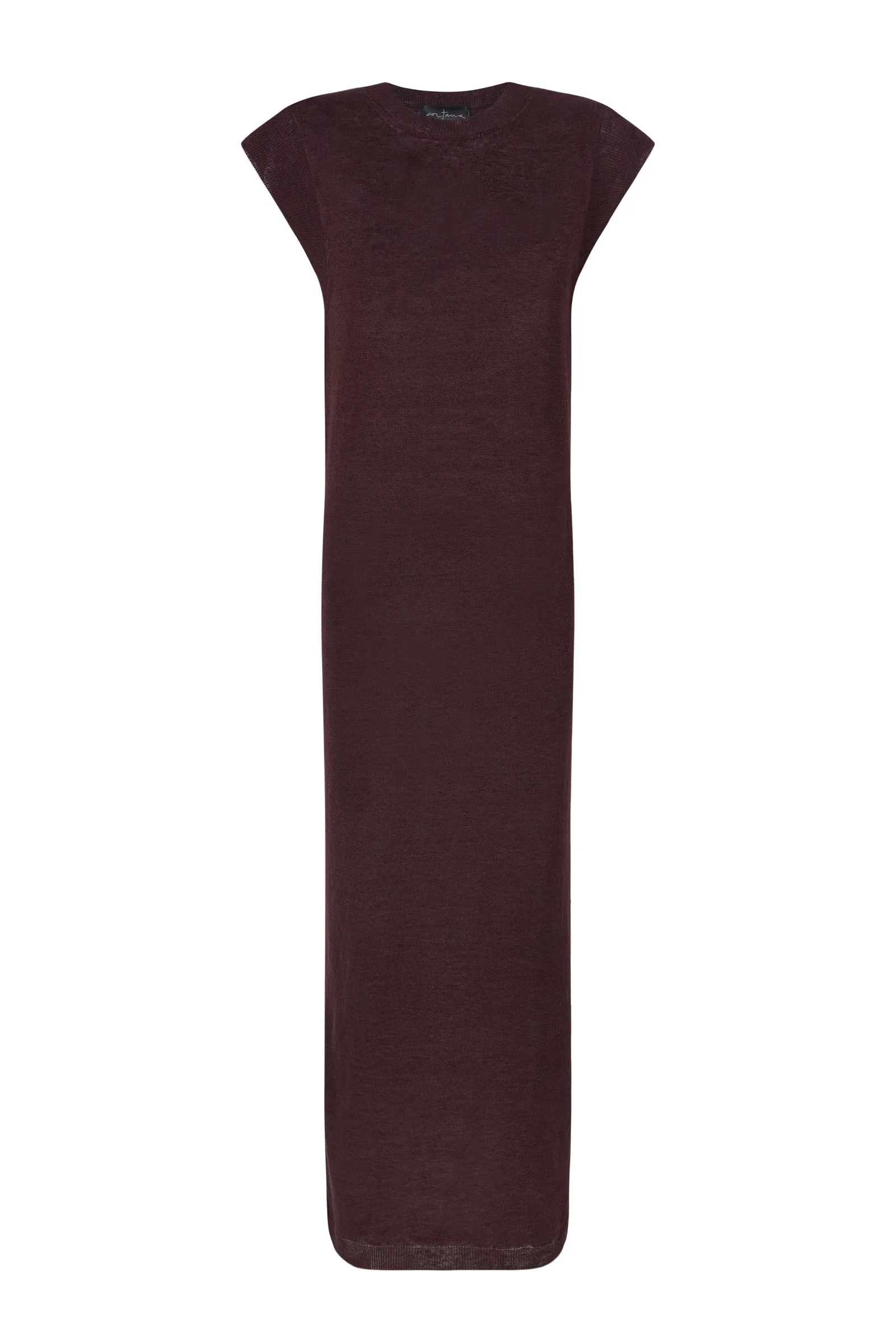 Linuo, vestido en punto de lino granate sold by Cortana