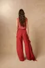 Marlo, pantalon en lino rojo sold by Cortana