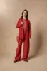 Marlo, pantalon en lino rojo sold by Cortana