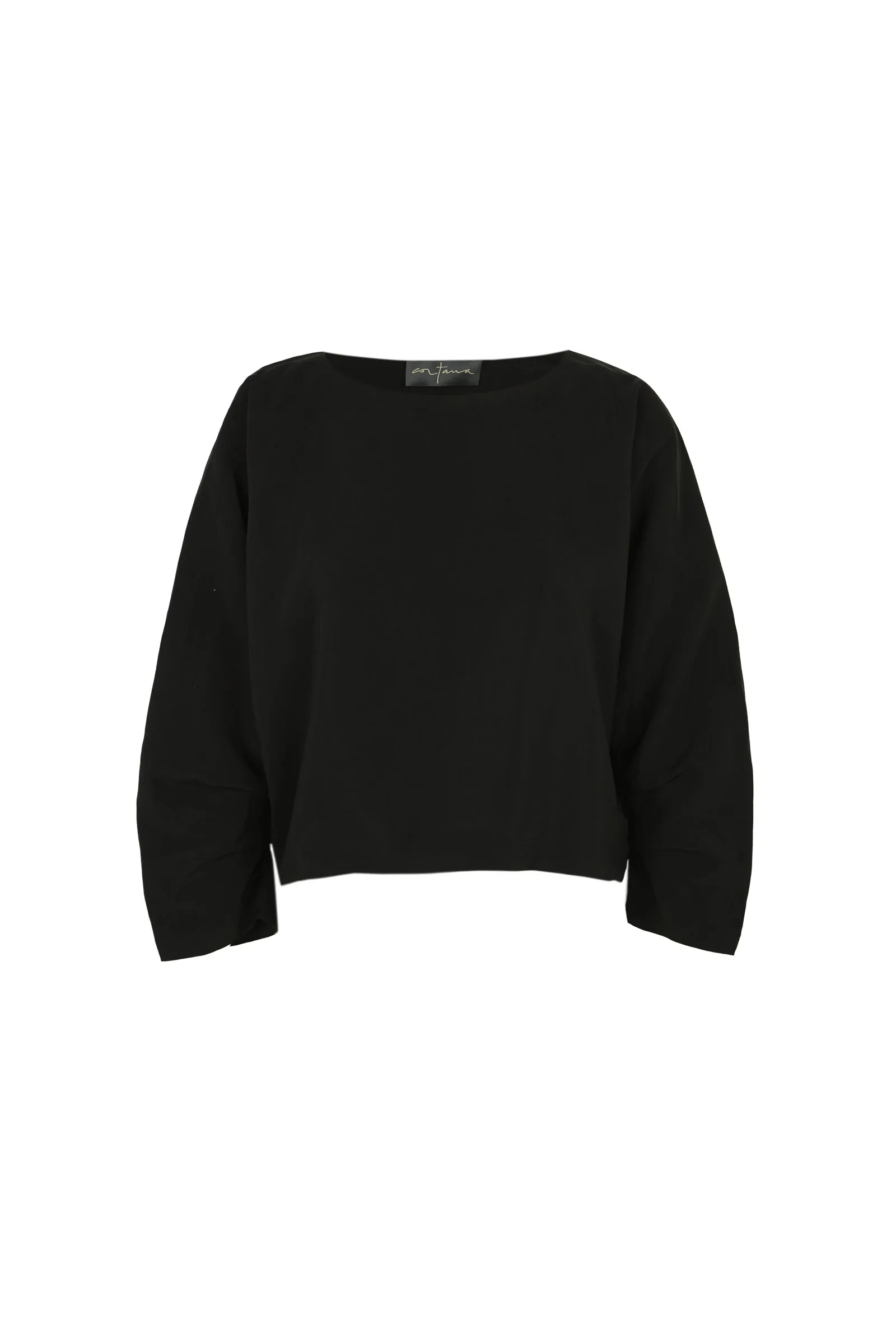 Amelia, top holgado en lino y seda negro sold by Cortana