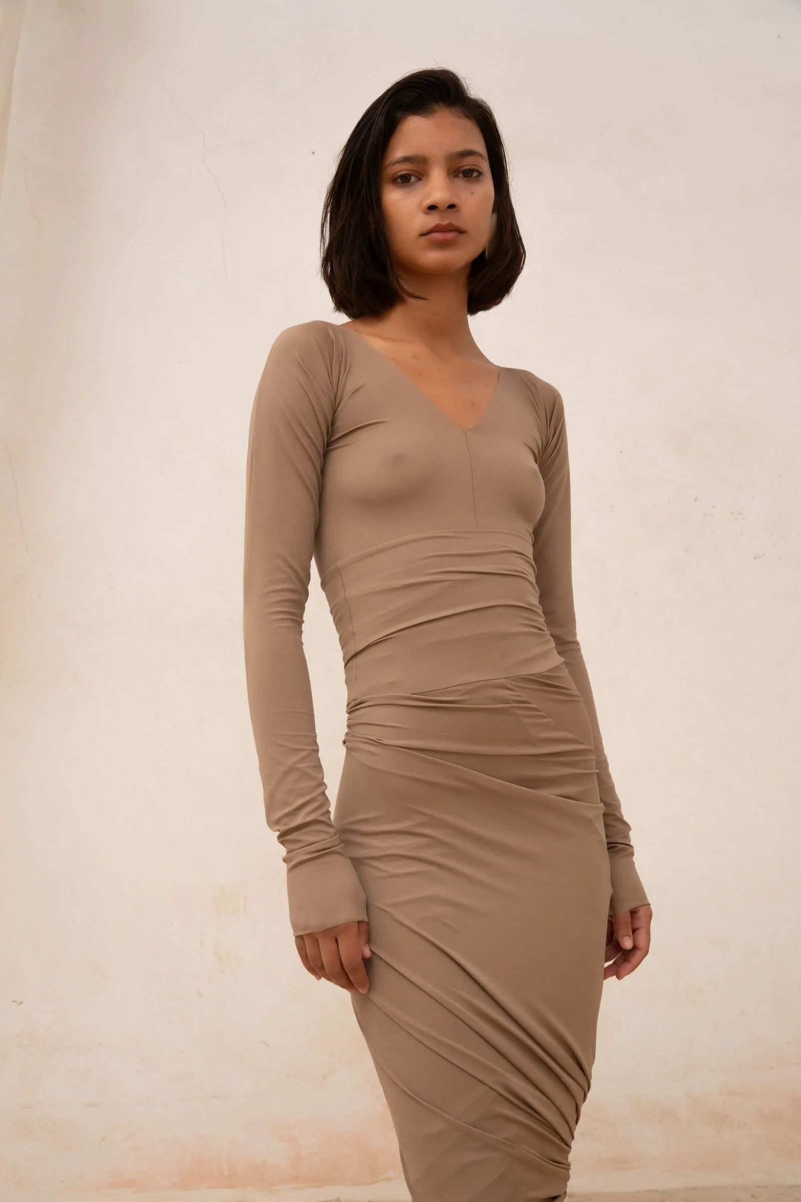 Alice, top en cupro stretch cocoa sold by Cortana product image thumbnail 2