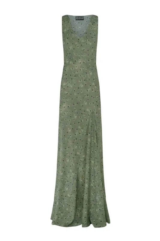 Irina, vestido largo en seda estampada sold by Cortana