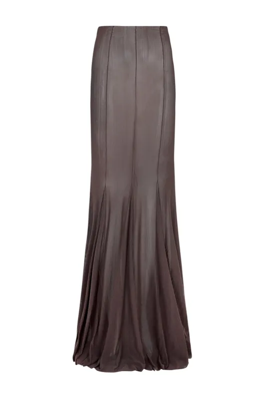 Tully, falda en seda stretch ciruela sold by Cortana