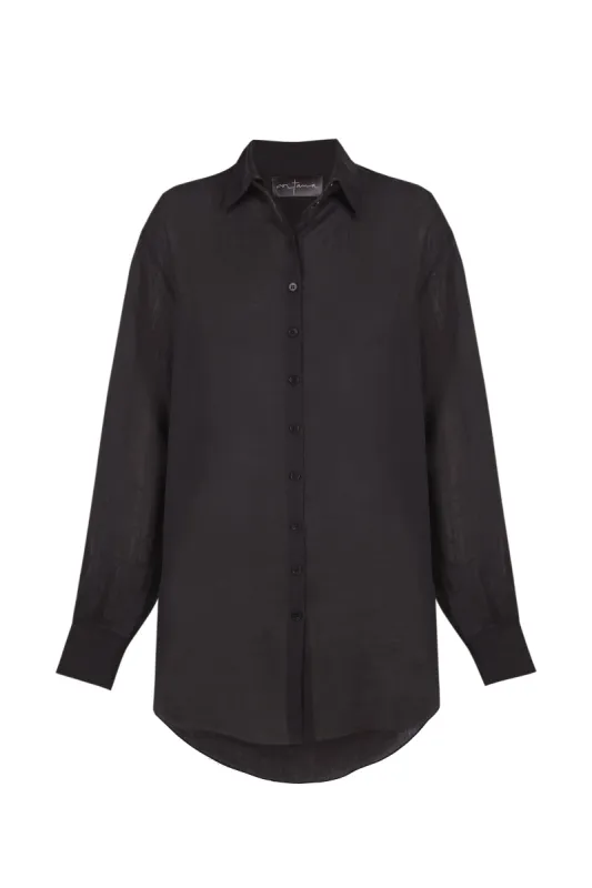 Dennis, camisa oversize en ramio negro sold by Cortana