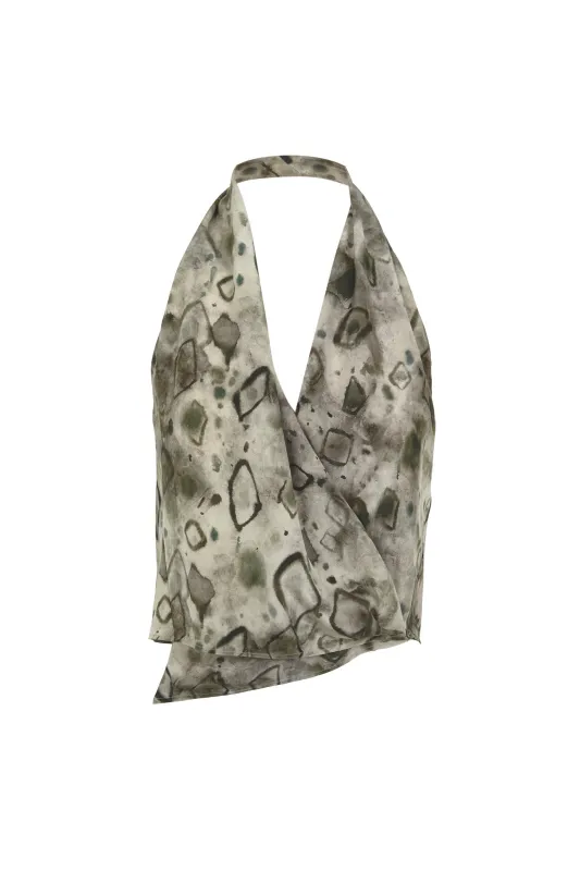 Etna, top de seda elmas print sold by Cortana