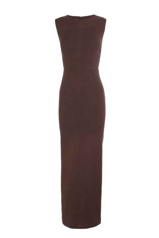 Umbra, vestido entallado marron morado sold by Cortana