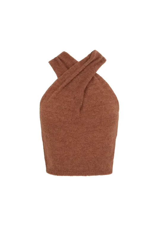 Lux, top halter de punto marron claro sold by Cortana