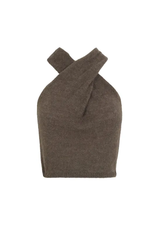 Lux, top halter de punto topo oscuro sold by Cortana