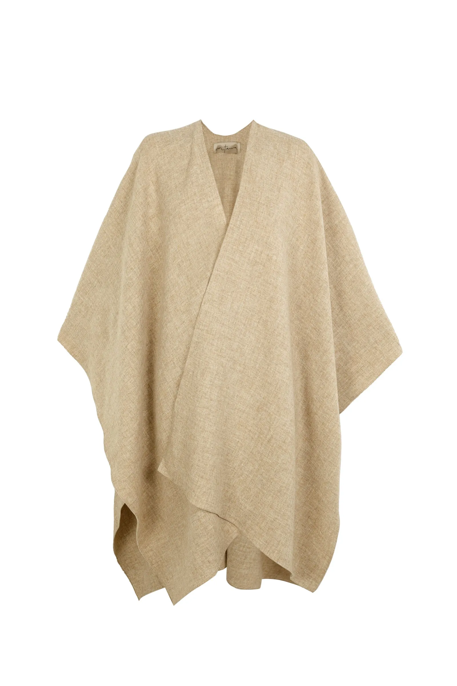Poncho, abrigo de lana beige melange sold by Cortana