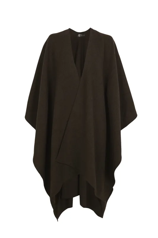 Poncho, abrigo de lana marron melange sold by Cortana