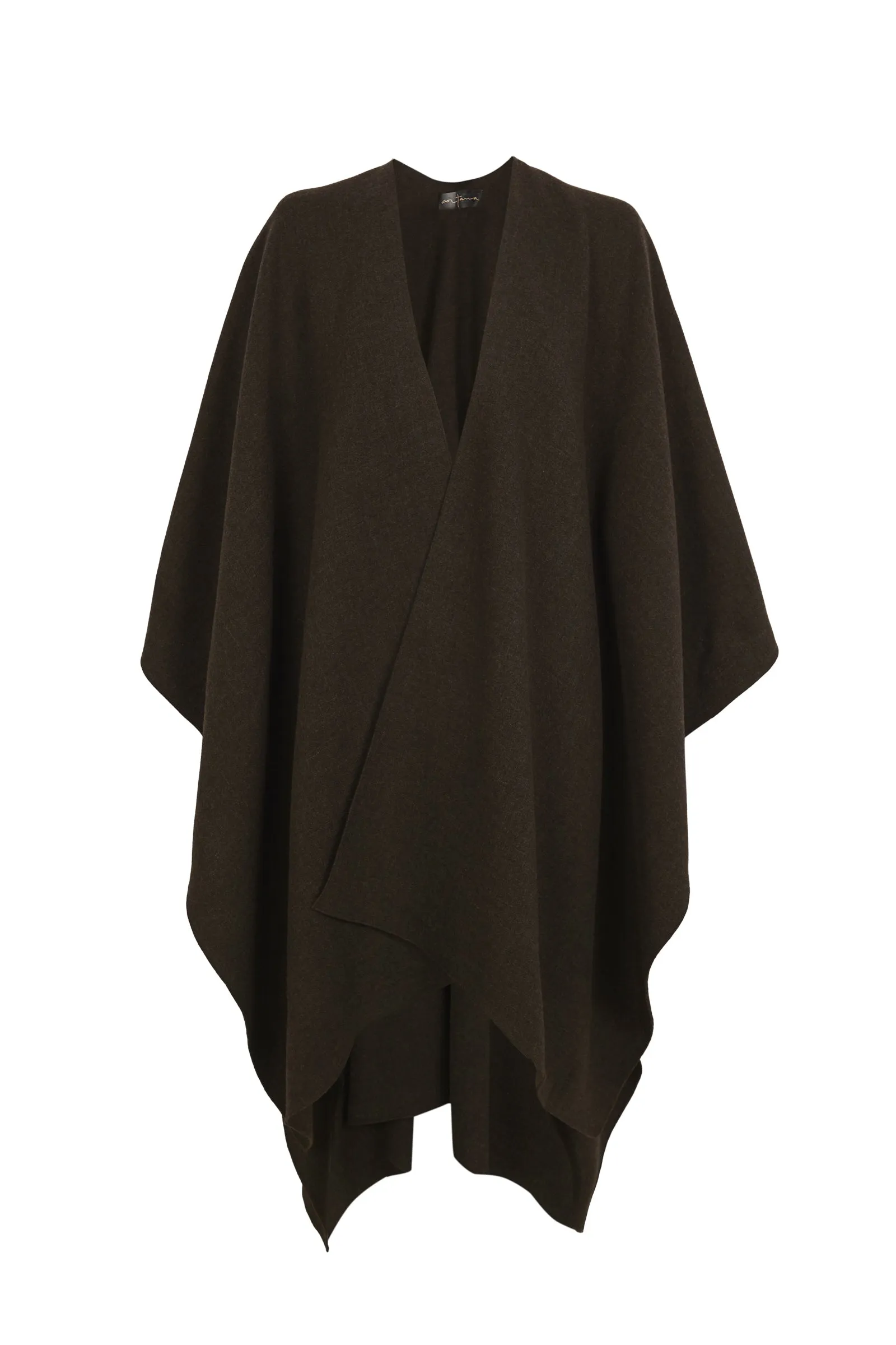 Poncho, abrigo de lana marron melange sold by Cortana