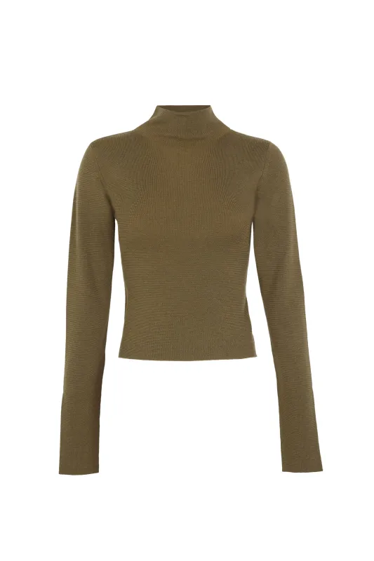 Fio, top de punto cachemir kaki sold by Cortana