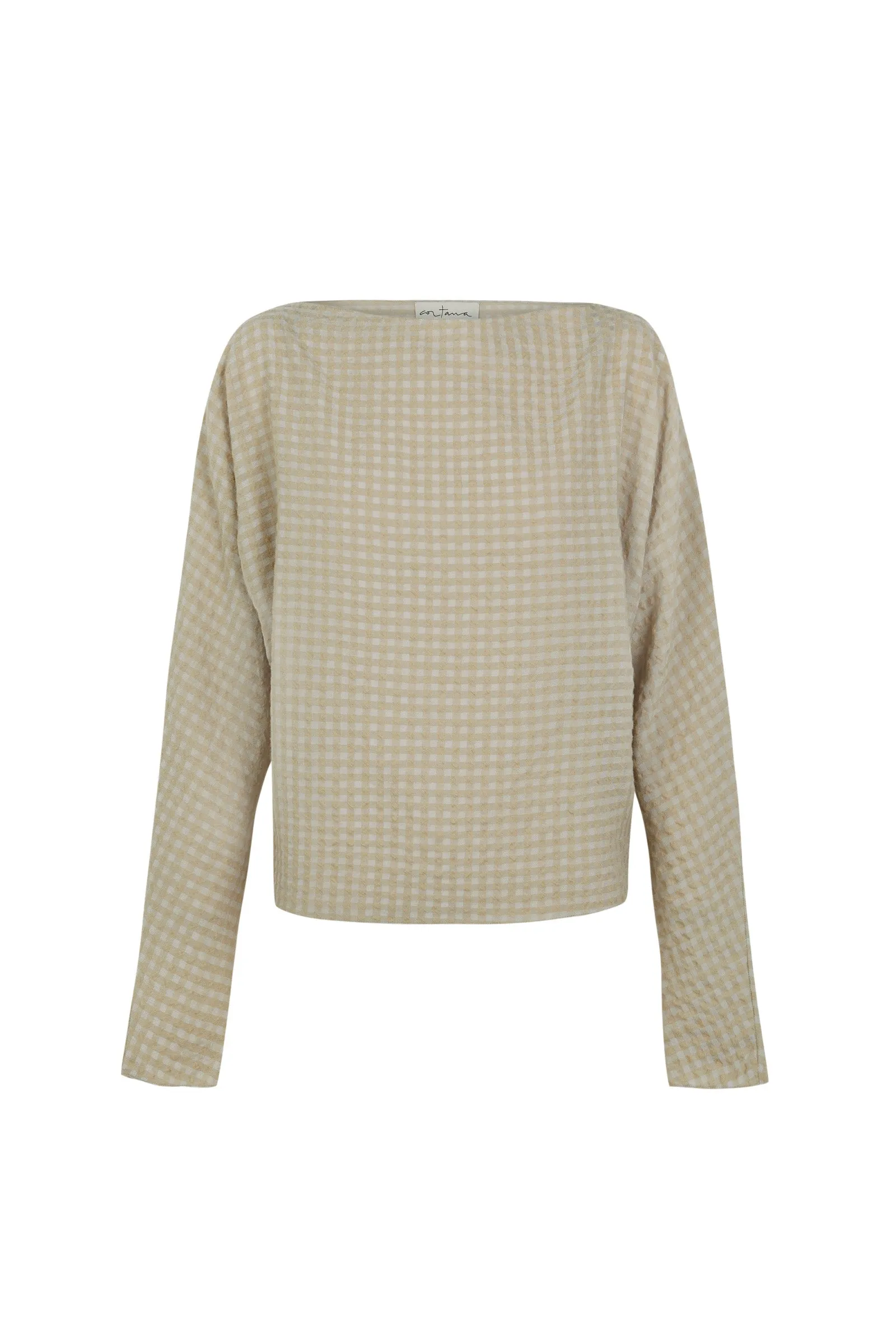 Bravo, top a cuadros jacquard beige sold by Cortana