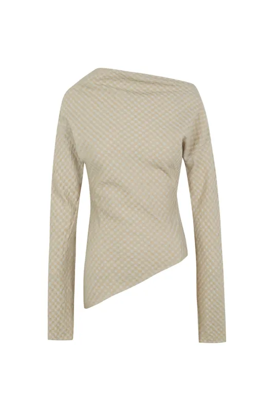 Nuna, top a cuadros jacquard beige sold by Cortana