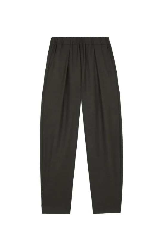 Jackie, pantalon de lana virgen verde oscuro sold by Cortana