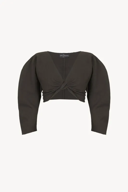 Ara, crop top entrecruzado gris mocha sold by Cortana