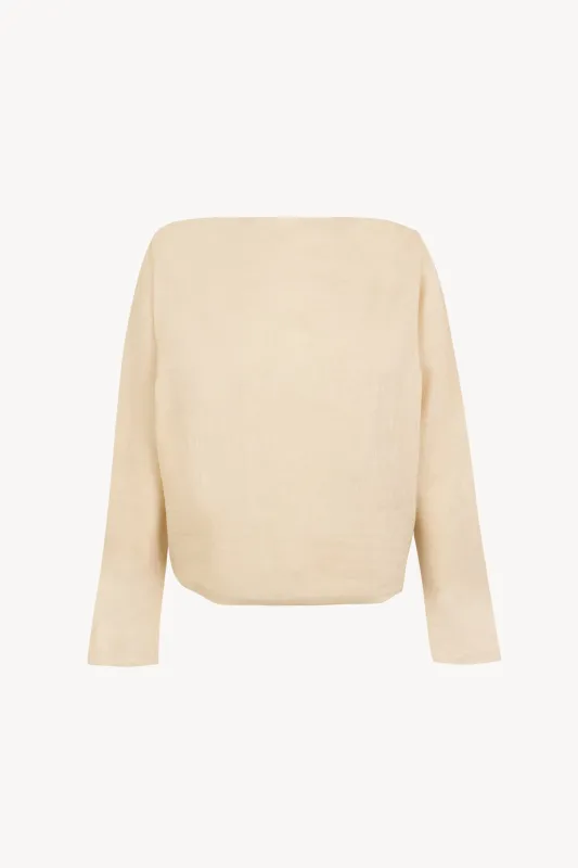 Pune, top de algodon y lino beige claro sold by Cortana