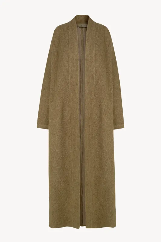 Tourmaline, abrigo de lino jacquard kaki tostado sold by Cortana