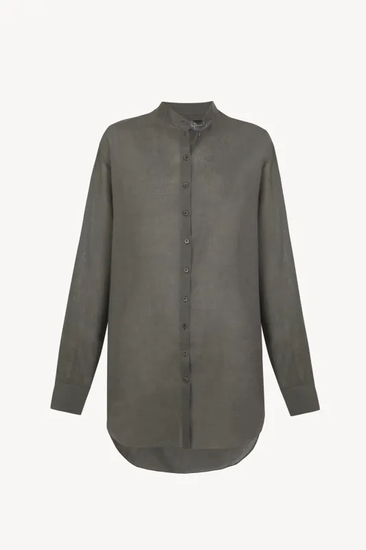 Raoul, camisa de algodon y lino gris oscuro sold by Cortana